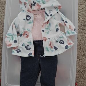 Carter's Floral Hoodie and Pants Set - White, Pink, Blue